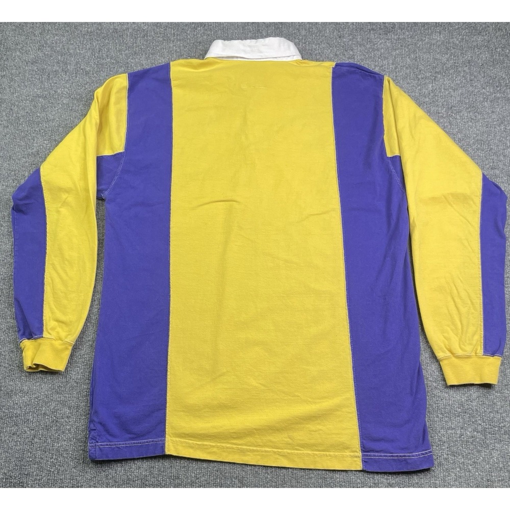 VINTAGE Minnesota Vikings Rugby Club Shirt Men's L Yellow Purple Polo NFL Y2K - Picture 3 of 8